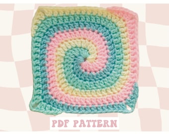 Spiral Granny Square Crochet Pattern: Retro Boho Motif (Digital PDF)