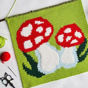 Mushroom Tapestry Wall Hanging - Digital Crochet Pattern | Crochet Mushroom Pattern - DIY Decor, Handmade DIY, Handmade Decor | PDF Pattern