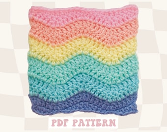 Ripple Granny Square Crochet Pattern: Retro Boho Motif (Digital PDF)
