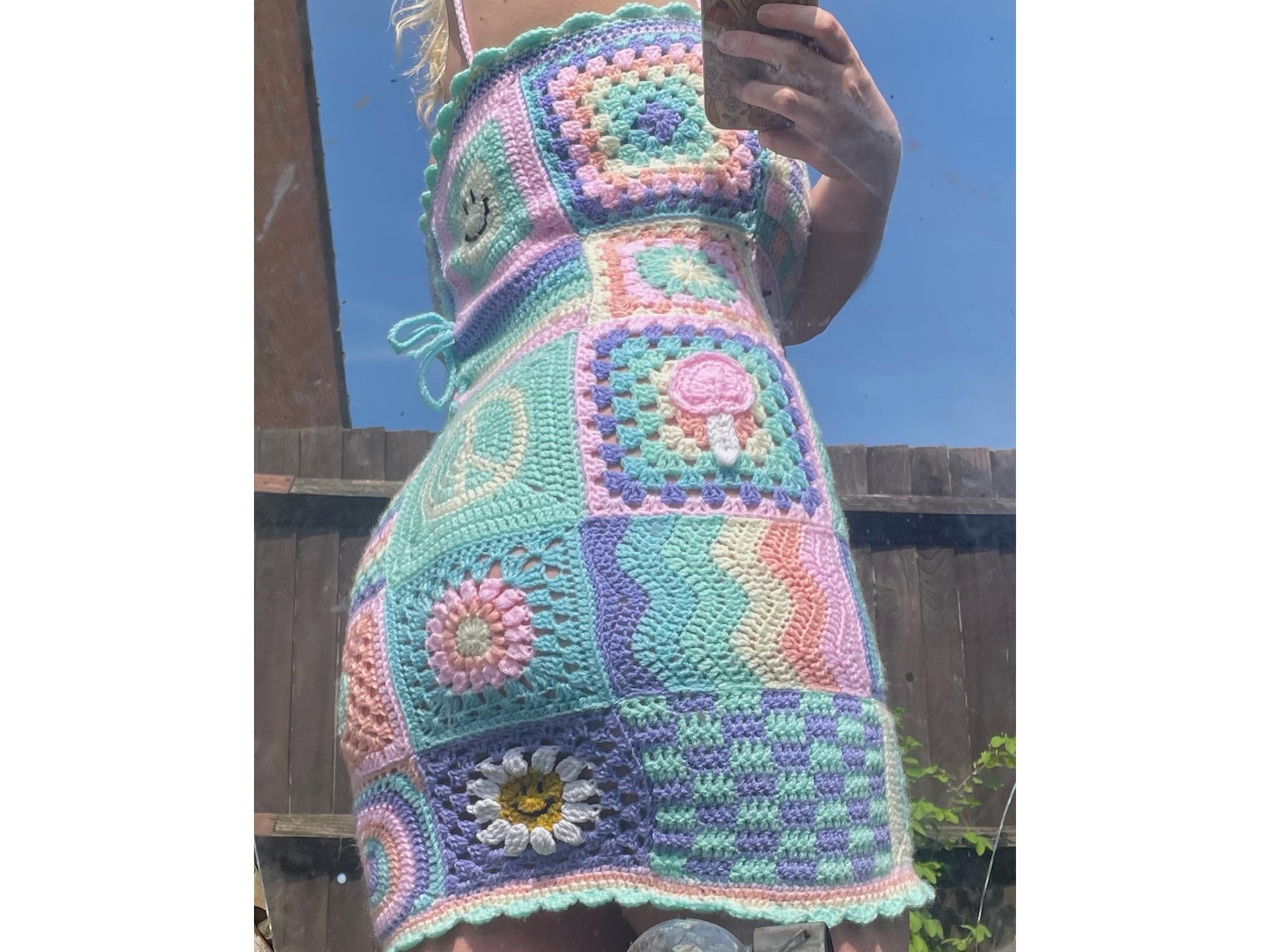 white christmas dresses Crochet Patchwork Mini – Monkee's of Wilmington
