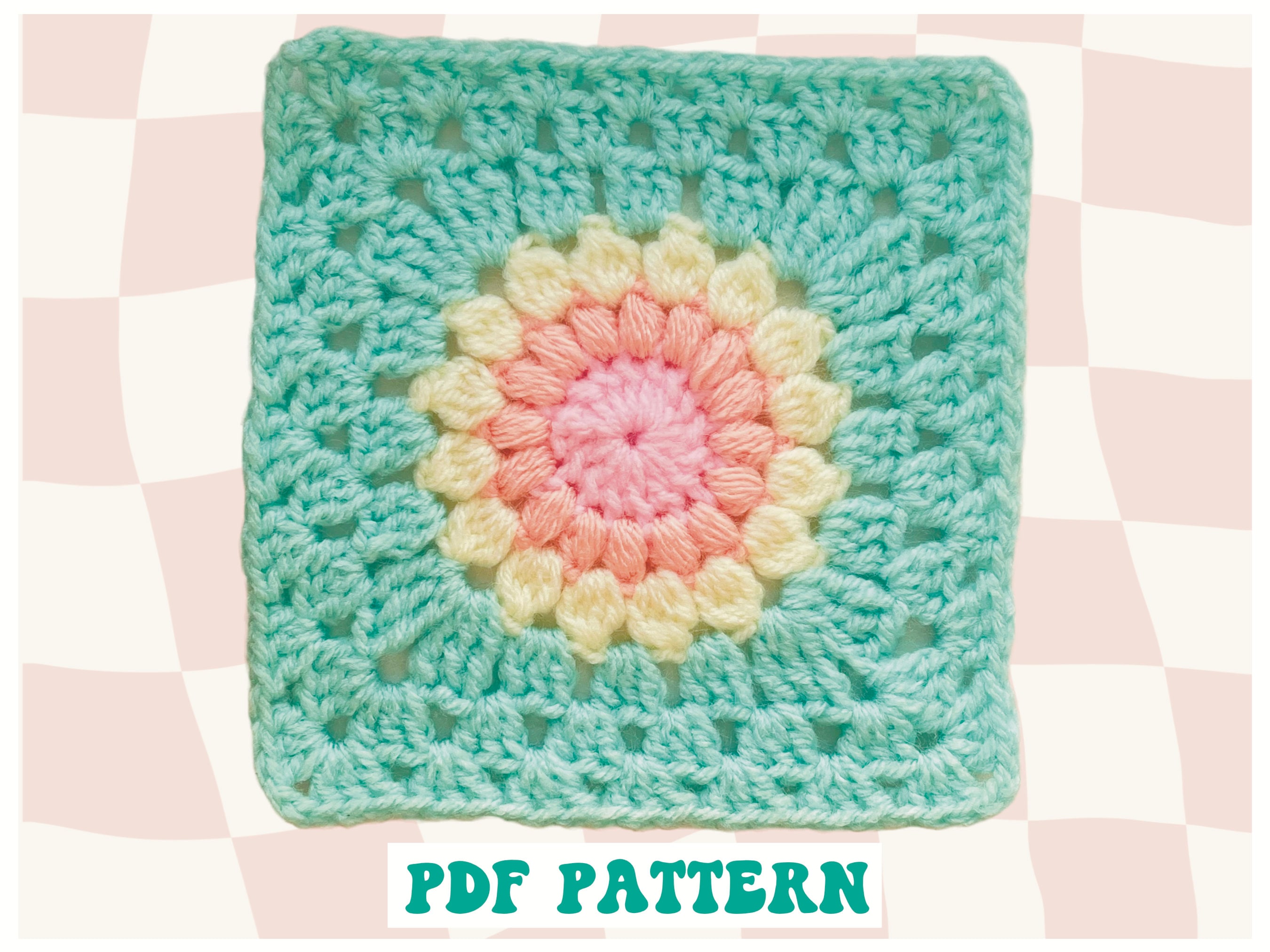 Sunflower Granny Square Crochet Pattern: Retro Boho Motif (digital PDF ...