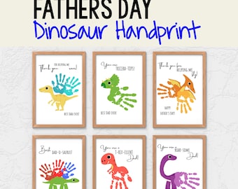Father's Day Dinosaur Handprint Art: Personalized Kid's Craft (PDF Download)