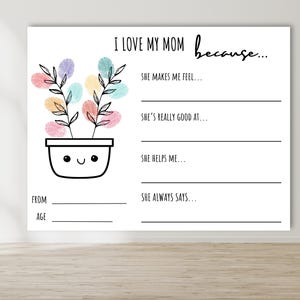 Handprint Mothers Day, I Love My Mom Because, Mothers Day Handprint Craft, Mothers Day Handprint Printable, Mothers Day Handprint Art