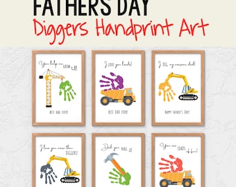 Father's Day Handprint Art: Construction Theme (Digital Download, PDF, US Letter/A4 Size)