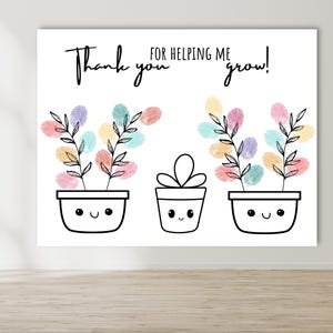 Teacher Appreciation handprint - Thank you for helping me Grow, Gift for Teacher Appreciation Week, Fingerprint Thank You Present