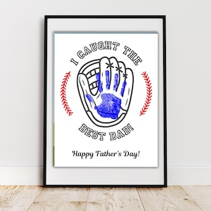 Huella de mano de béisbol, Día del Padre de béisbol, Manualidad de huella de mano para el Día del Padre, Huella de mano imprimible para el Día del Padre, Huella de mano para el Día del Padre