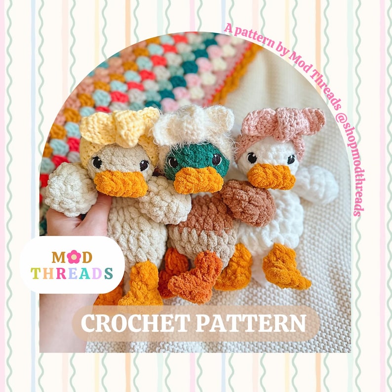 Baby Della Duck Lovey Crochet Pattern: Easy Low Sew Amigurumi (PDF Pattern) image 1