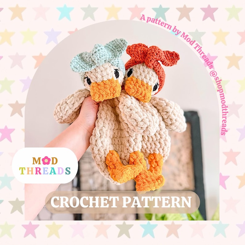 Della Duck Lovey Crochet Pattern: Low Sew Amigurumi (PDF Pattern) image 1