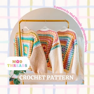 Jovie Cardigan Crochet Pattern: Granny Square Tutorial (PDF Pattern)