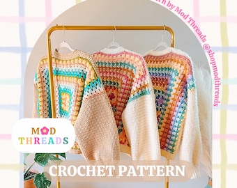 Jovie Cardigan Crochet Pattern: Granny Square Tutorial (PDF Pattern)