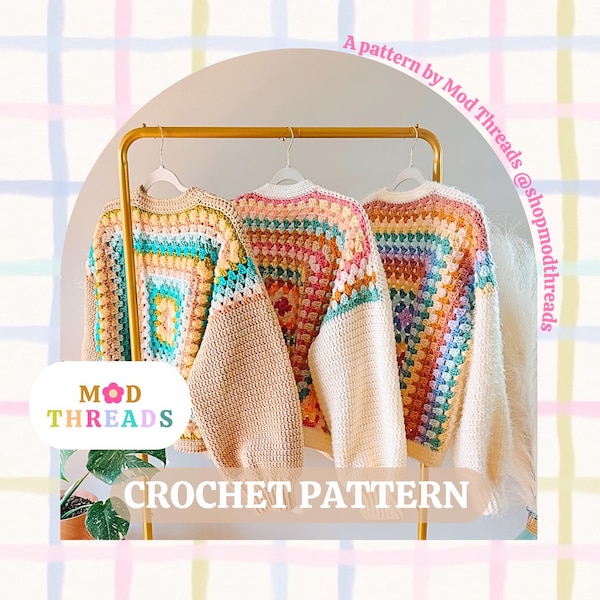 Modello per cardigan Jovie all'uncinetto: tutorial per la piastrella Grandma (modello in PDF)