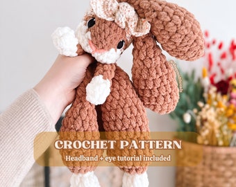 Bonnie the Bunny Crochet PATTERN / Bunny Lovey Crochet Pattern / Patrón Amigurumi de crochet de costura baja / Conejito de Pascua / Patrón lindo de crochet