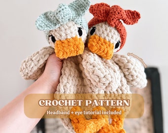 Della Duck Lovey Crochet PATTERN / Duck Lovey Crochet Pattern / Patrón Amigurumi de crochet de costura baja / Patrón de pato / Patrón de ganchillo lindo