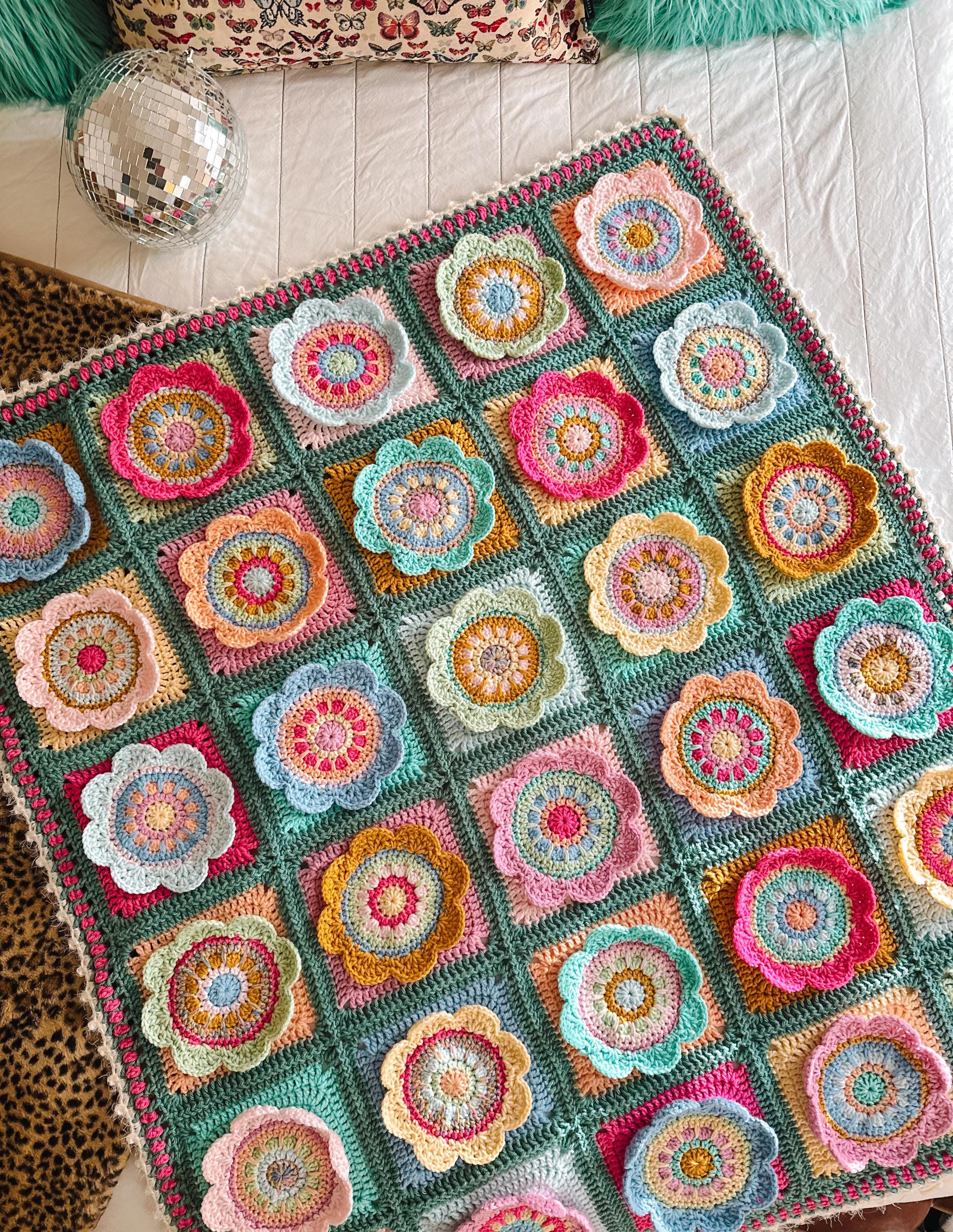 Wynona Bloom Blanket Crochet Pattern, Granny Square, Video Help