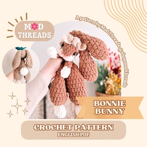 Bonnie the Bunny Crochet PATTERN | Bunny Lovey Crochet Pattern | Low Sew Crochet Amigurumi Pattern | Easter Bunny | Cute Crochet Pattern