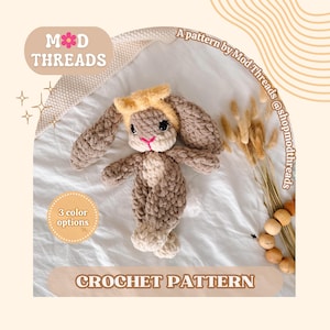 BABY Bonnie the Bunny Crochet PATTERN | Bunny Crochet Tutorial | Low Sew Crochet Pattern for Beginners | Lovey Bunny Crochet Pattern