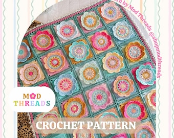 Wynona Bloom Blanket Crochet Pattern, Granny Square, Video Help (PDF Pattern)