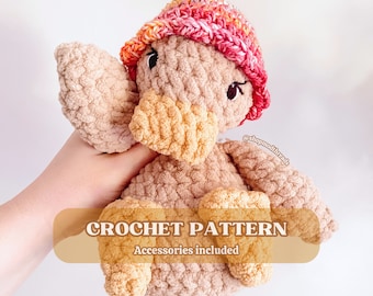 Della Duck Crochet PATTERN | Low Sew Crochet Pattern | Duck Amigurumi Snuggler Pattern | Stuffed Duck Crochet Pattern | Crochet Lovey