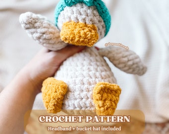 Della Duck Crochet PATTERN | Low Sew Crochet Pattern | Duck Amigurumi Snuggler Pattern | Stuffed Duck Crochet Pattern | Crochet Lovey