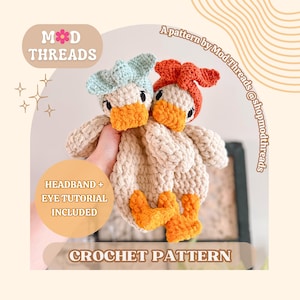 Della Duck Lovey Crochet PATTERN | Duck Lovey Crochet Pattern | Low Sew Crochet Amigurumi Pattern | Duck Pattern | Cute Crochet Pattern