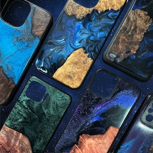 Wood resin Case For iPhone, Samsung, 100% natural wood and resin, phone case for iPhone 12, iPhone 11, iPhone XR, SE, Samsung S21, S20, etc