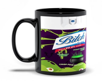 Bitch Be Gone Black Mug, Coffee Mug, Hot Cocoa Mug, 11oz, 15oz, Halloween Mug, Horror Mug, Christmas Gift For Him Her