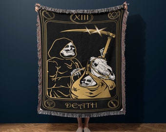 Death Tarot Card Woven Blanket, Death Tarot Card Throw Blanket, Skeleton Woven Throw Blanket, Skeleton Blanket, Tarot Card Throw Blanket