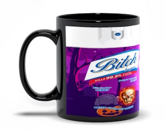 Bitch Be Gone taza negra, taza de café, taza de cacao caliente, 11 oz, 15 oz, taza de Halloween, taza de terror, regalo de Navidad para él ella