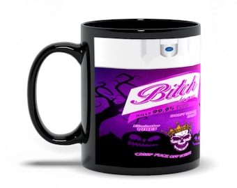 Bitch Be Gone taza negra, taza de café, taza de cacao caliente, 11 oz, 15 oz, taza de Halloween, taza de terror, regalo de Navidad para él ella