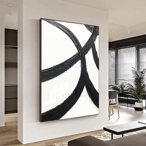 Large Canvas Wall Art Black and White Painting Large - Etsy