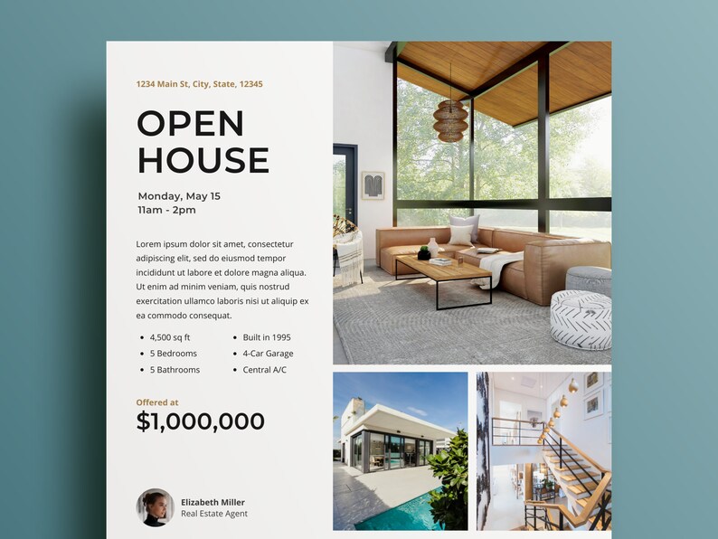 Open House Flyer, Real Estate Flyer, Real Estate Flyer Template, Open House Sign, Real Estate Template, Open House Flyer, Real Estate Canva image 2