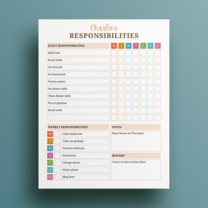 Responsibility Chart, Chore Chart, Reward Chart, Kids Chore Chart, Chore Chart for Kids, Editable Chore Chart, Weekly Chore Chart, Chores