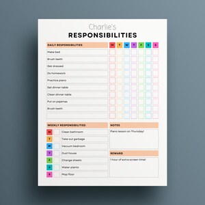 Tabella dei lavori domestici, Tabella delle responsabilità, Programma scolastico a casa, Tabella delle ricompense, Tabella dei lavori domestici per i bambini, Tabella dei lavori domestici per i bambini, Routine quotidiana per i bambini