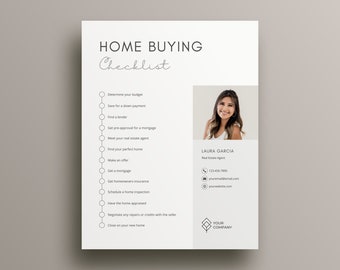 Home Buyer Checklist, Home Buying Process, Home Buyer Guide, Real Estate Marketing, Realtor Canva, Realtor Marketing, Real Estate Template