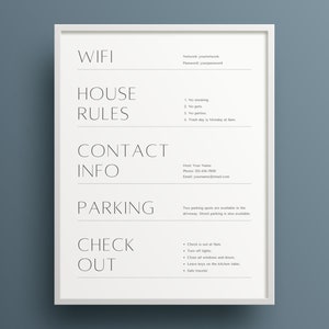 Airbnb Sign, Airbnb Template, Airbnb Sign Canva, Airbnb Host, Airbnb Welcome Book, Wifi Password Sign, Airbnb Welcome Sign, Wifi Sign,
