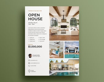Öppet hus-flyer, fastighetsflyer, fastighetsmarknadsföring, skylt för öppet hus, fastighetsmall, mäklarmall, bostadsköpsprocess