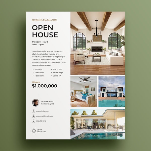 Open House Flyer, Real Estate Flyer, Real Estate Marketing, Open House Sign, Real Estate Template, Realtor Template, Home Buying Process