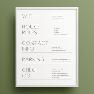 Airbnb Sign, Airbnb Template, Airbnb Host, Airbnb Welcome Book, Wifi Password Sign, Airbnb Welcome Sign, Airbnb Rules, Airbnb Entrance
