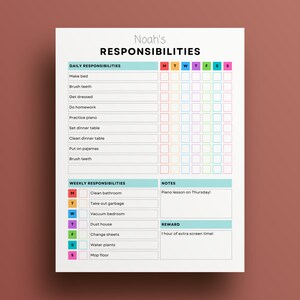 Chore Chart, Responsibility Chart, Chore Chart for Kids, Reward Chart, Kids Chore Chart, Editable Chore Chart, Weekly Chore Chart, Chores