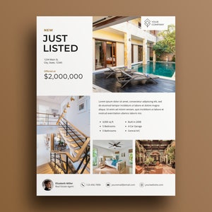 Real Estate Flyer, Real Estate Flyer Template, Just Listed Flyer, Realtor Template, Open House Flyer, Real Estate Canva, For Sale By Owner