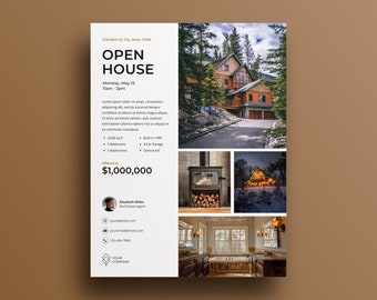 Öppet hus-flyer, fastighetsflyer, mall för fastighetsflyer, skylt för öppet hus, fastighetsmall, flygblad för öppet hus, fastighetscanva