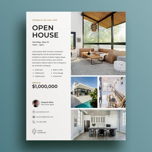 Open House Flyer, Real Estate Flyer, Real Estate Flyer Template, Open House Sign, Real Estate Template, Open House Flyer, Real Estate Canva image 1