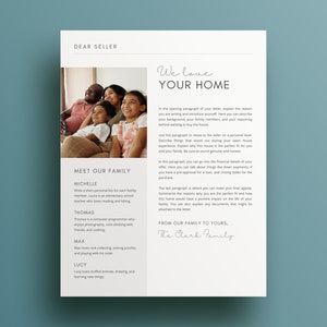Carta de oferta de vivienda, Carta al vendedor, Plantilla de bienes raíces, Amamos su casa, Plantilla de comprador de vivienda, Carta de oferta de casa, Plantilla de estimado vendedor
