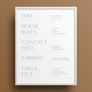 Airbnb Sign, Airbnb Template, Airbnb Host, Airbnb Welcome Book, Wifi Password Sign, Airbnb Welcome Sign, Airbnb Rules, Airbnb Sign Canva