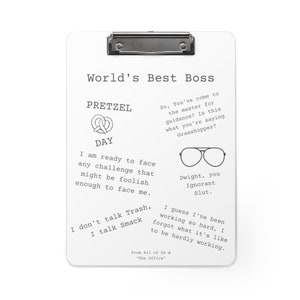 The Office Show Clipboard Funny Sayings. Unique Gift for The Office fan. Funny Quotes Dwight, Michael, Creed. Funny office supplies.