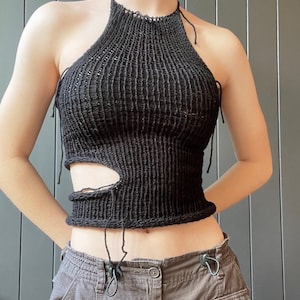 handmade knitted distressed top