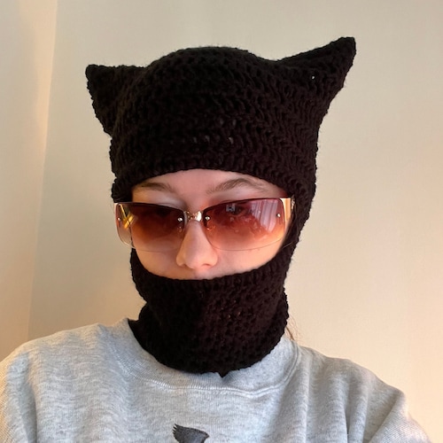 Custom Bunny Crochet Balaclava Ski Mask Women Men Knitted Cute Etsy