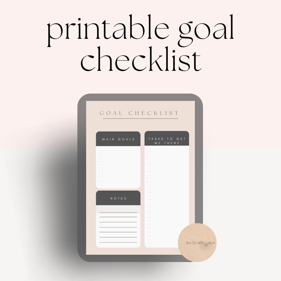 Checklist, Printable Checklist, Goal Checklist Etsy