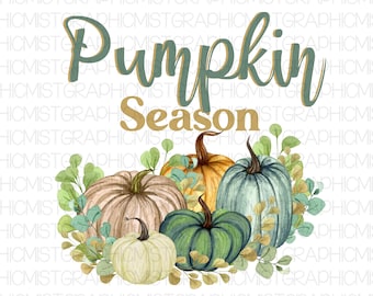 Temporada de calabaza PNG, Diseño gráfico de otoño de otoño, Temporada de Acción de Gracias, Idea de regalo, Diseño de vaso, Gráfico de taza, Descarga instantánea PNG, Calabazas