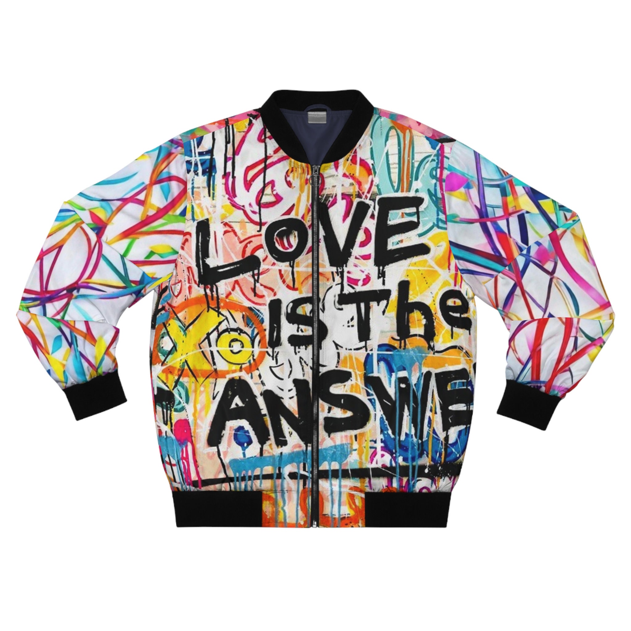 Discover Love Is The Answer Graffiti Men's Bomber Jacket